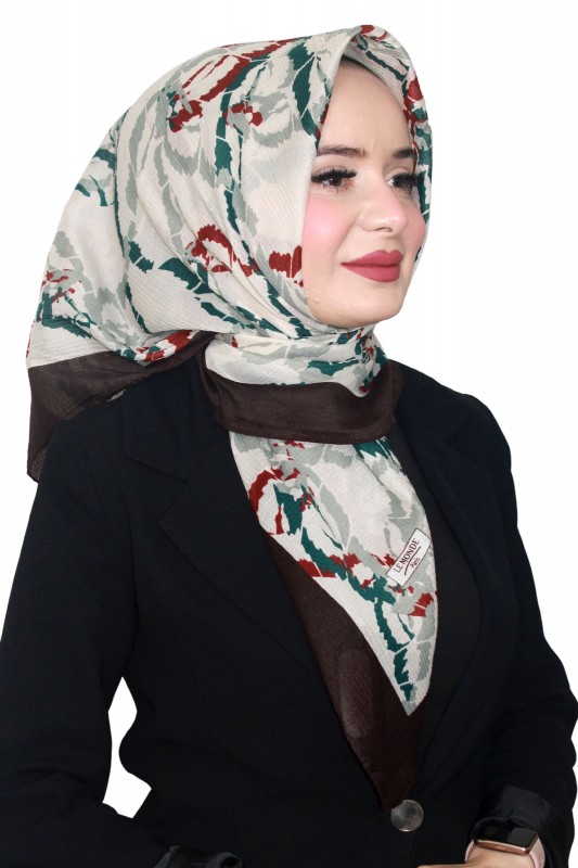 Lemonde Desenli Müslin Pamuk Eşarp 4242-10