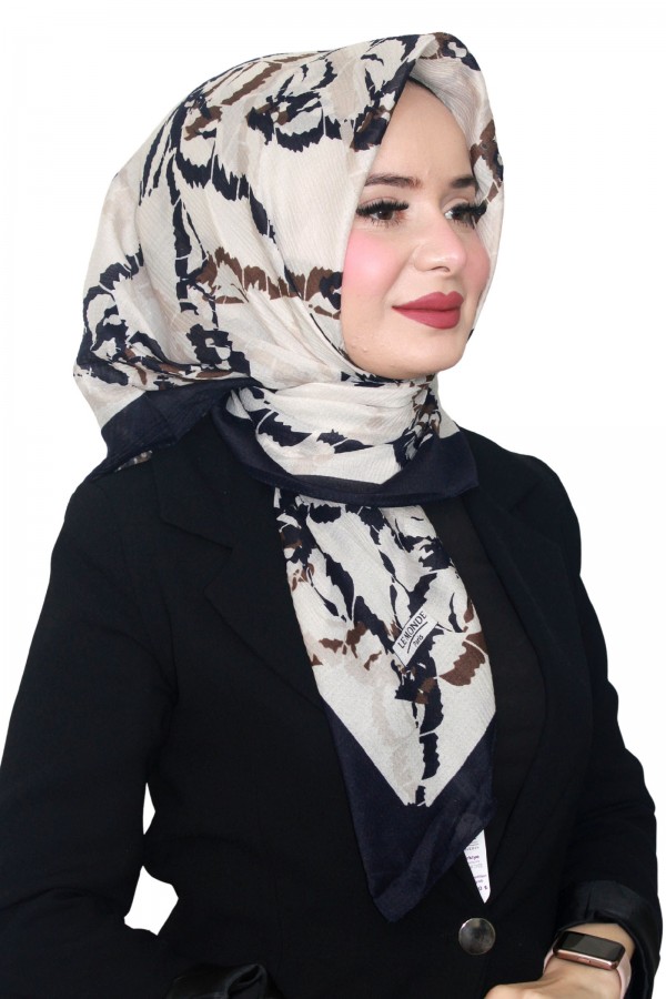 Lemonde Desenli Müslin Pamuk Eşarp 4242-4