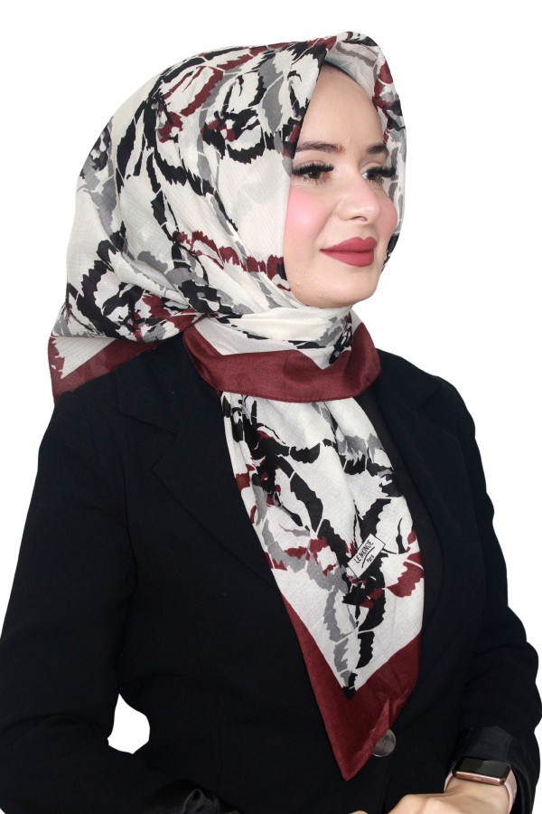 Lemonde Desenli Müslin Pamuk Eşarp 4242-6