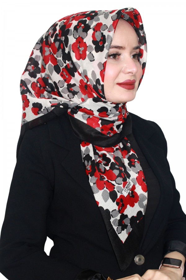 Lemonde Desenli Müslin Pamuk Eşarp 4243-1