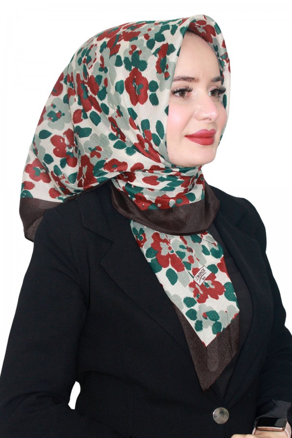 Lemonde Desenli Müslin Pamuk Eşarp 4243-10