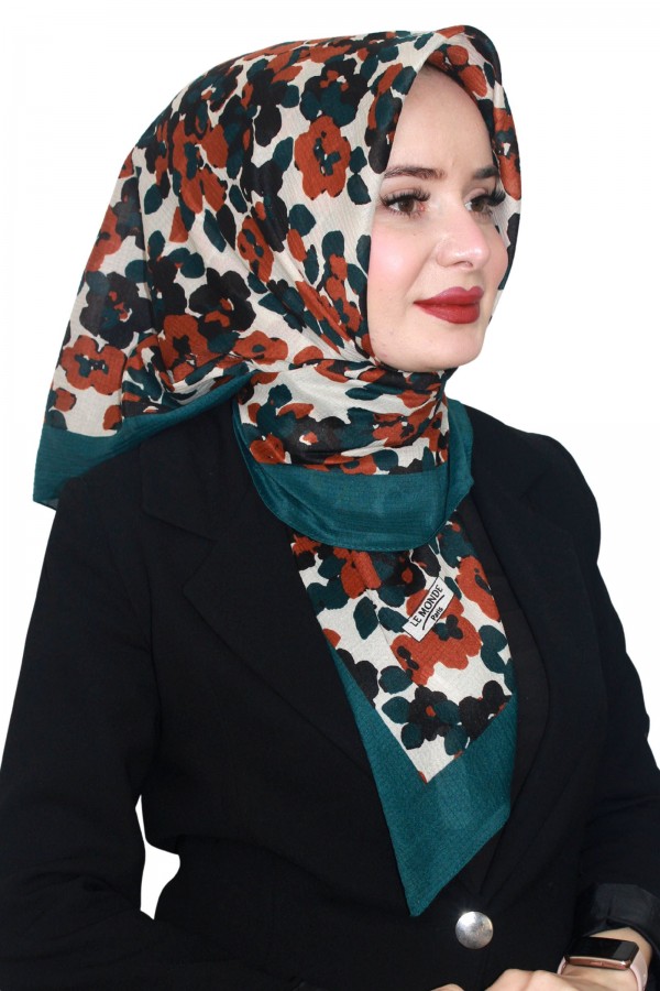Lemonde Desenli Müslin Pamuk Eşarp 4243-5