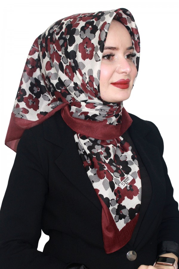 Lemonde Desenli Müslin Pamuk Eşarp 4243-7