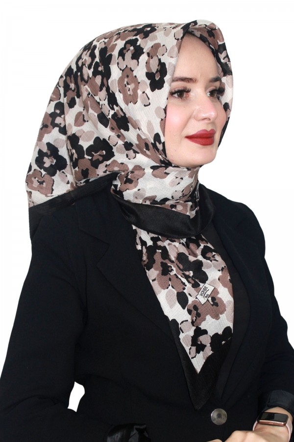Lemonde Desenli Müslin Pamuk Eşarp 4243-9