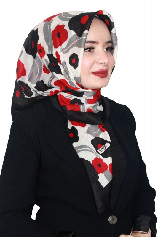 Lemonde Desenli Müslin Pamuk Eşarp 4244-1