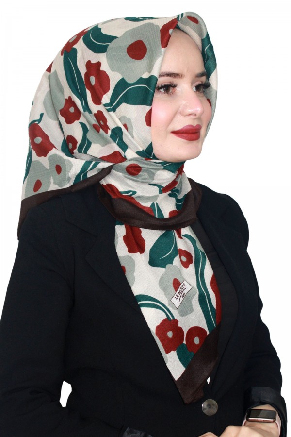 Lemonde Desenli Müslin Pamuk Eşarp 4244-2