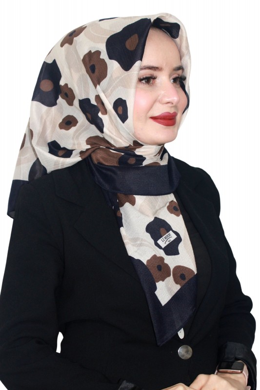 Lemonde Desenli Müslin Pamuk Eşarp 4244-3