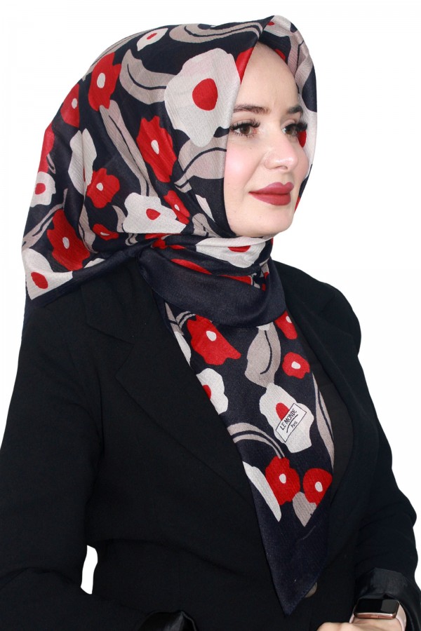 Lemonde Desenli Müslin Pamuk Eşarp 4244-6