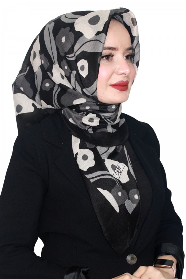 Lemonde Desenli Müslin Pamuk Eşarp 4244-7