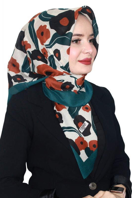 Lemonde Desenli Müslin Pamuk Eşarp 4244-8