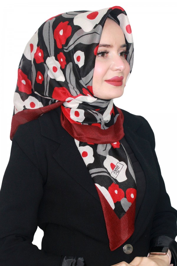 Lemonde Desenli Müslin Pamuk Eşarp 4244-9