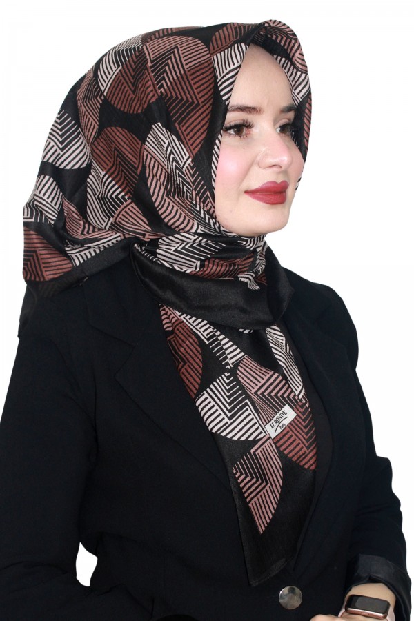 Lemonde Desenli Müslin Pamuk Eşarp 4245-1