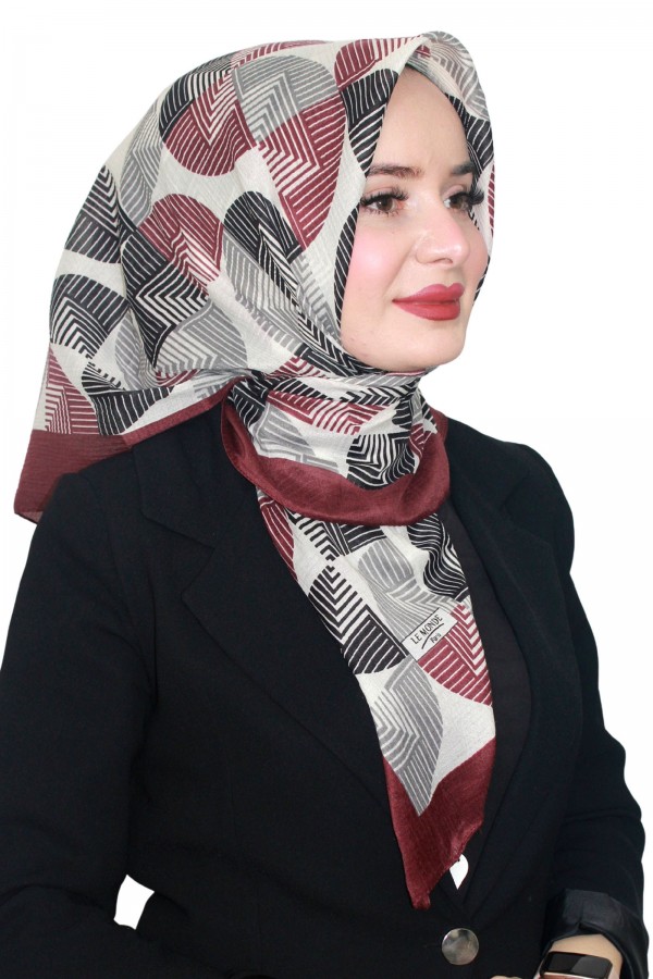 Lemonde Desenli Müslin Pamuk Eşarp 4245-2