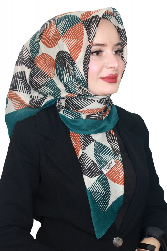 Lemonde Desenli Müslin Pamuk Eşarp 4245-3