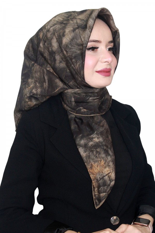 Ruby Picasso Natural İpek Eşarp 4246-8