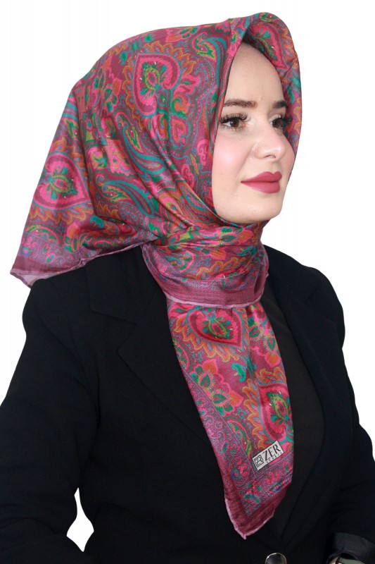 Etnik Desen Zer Organik Eşarp 4260-1