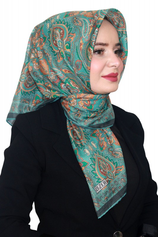 Etnik Desen Zer Organik Eşarp 4260-3
